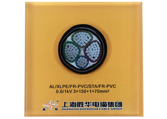 الصين 0.6 / 1kV 3x150 + 1x70 mm2 YJLV22 الكابلات الكهربائية المدرعة AL / XLPE / STA / PVC كابل الطاقة الألومنيوم المزود