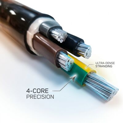 كابل طاقة معزول PVC مقاوم للماء IP68 0.6/1kV 4x25 مم2 دفن مباشر تحت الأرض مزود