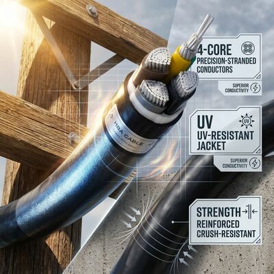 ABC 4x35mm2 UV Stabilized PVC Insulated Aerial Bundled Cable Overhead 0.6/1kV IEC60502 مزود