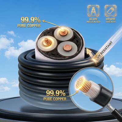 كابل طاقة معزول XLPE مقاوم للأشعة فوق البنفسجية مجمع هوائي معلق 0.6/1kV مزود