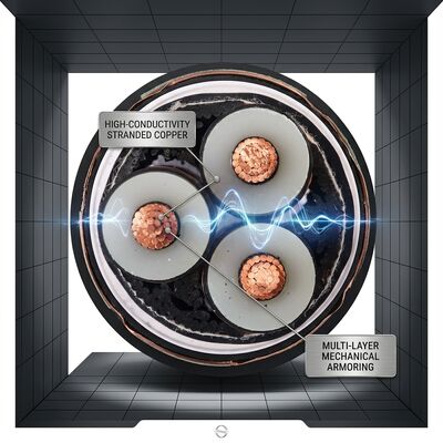 كابل معزول XLPE مدرع بشريط فولاذي مزدوج بعمر خدمة 40 عامًا 0.6/1 كيلوفولت مزود