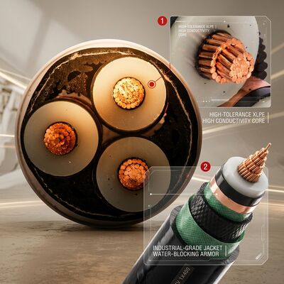 كابل طاقة معزول XLPE عالي الحرارة 90 درجة 0.6/1 كيلوفولت مستمر مزود
