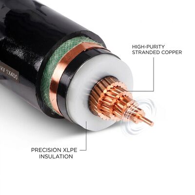 كابل طاقة عالي الجهد معزول بـ XLPE من النحاس النقي بمقاومة منخفضة للموصل 0.6/1kV مزود
