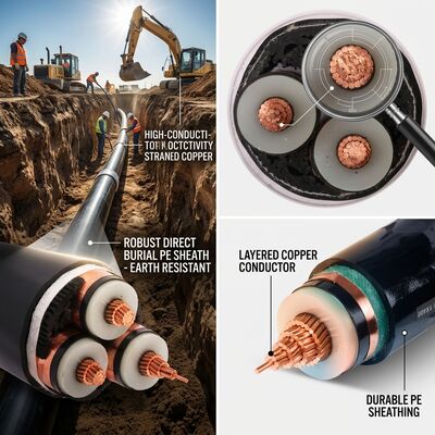 كابل كهرباء تحت الأرض معزول 0.6/1kV مزود