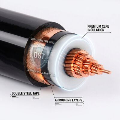 كابل معزول XLPE مدرع بشريط فولاذي مزدوج بعمر خدمة 40 عامًا 0.6/1 كيلوفولت مزود
