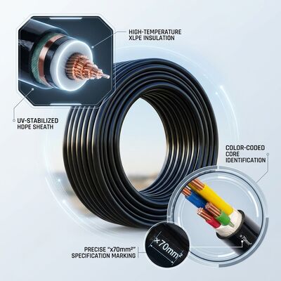 كابل طاقة معزول XLPE مقاوم للأشعة فوق البنفسجية مجمع هوائي معلق 0.6/1kV